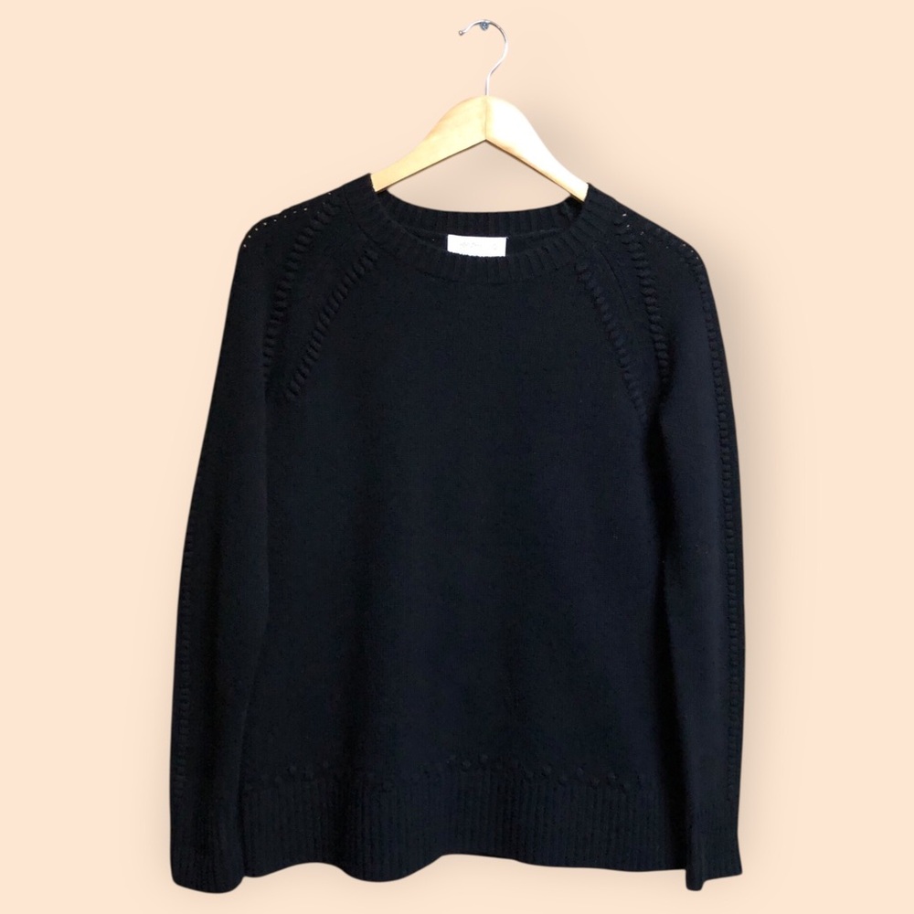 STS Sail to Sable Wool Cashmere Black Knit Sweater Luxury Cozy Women’s Medium